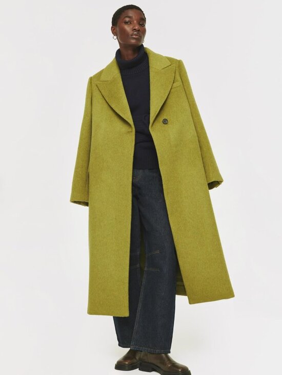 Aligne Jackets & Blazers - Elegant Eye-Catching Olive Green Wool Blend Coat From Aligne